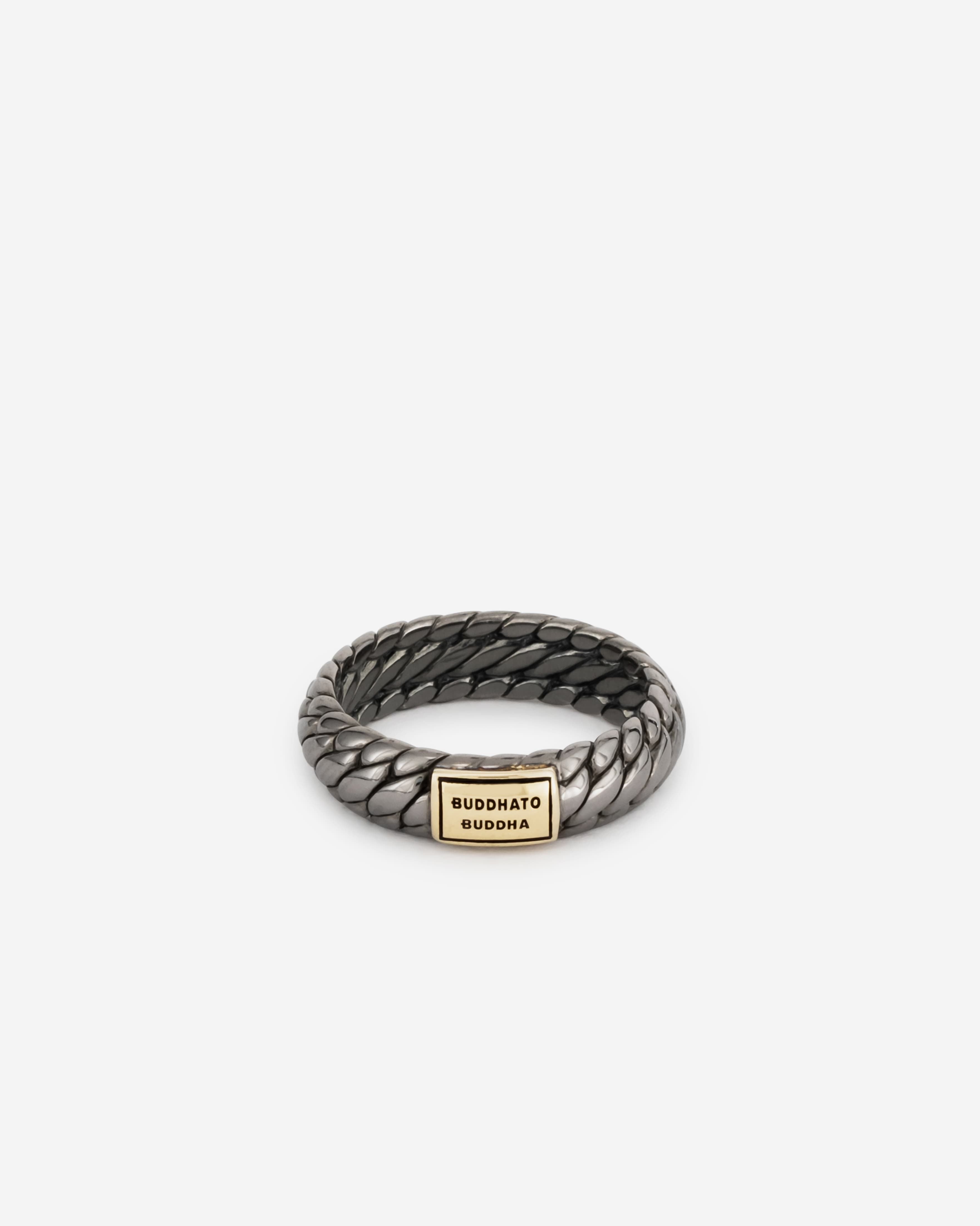 Buddha to Buddha Ring Ben XS Rhodium Shine 14kt Zilver Black Rhodium Shine Gold 14k 001J02125D716