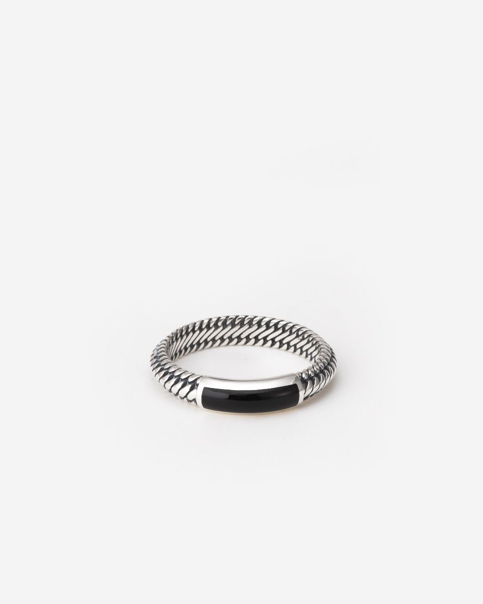 Buddha to Buddha Ring Ben Mini Gemstone Onyx Edelsteen / gerecycled 925 sterling zilver 001J026131517 hoofdfoto