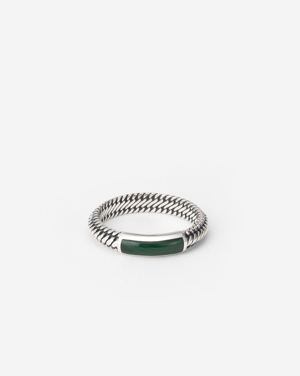 Buddha to Buddha Ring Ben Mini Gemstone Malachite Edelsteen / gerecycled 925 sterling zilver Malachiet 001J02613E718 hoofdfoto