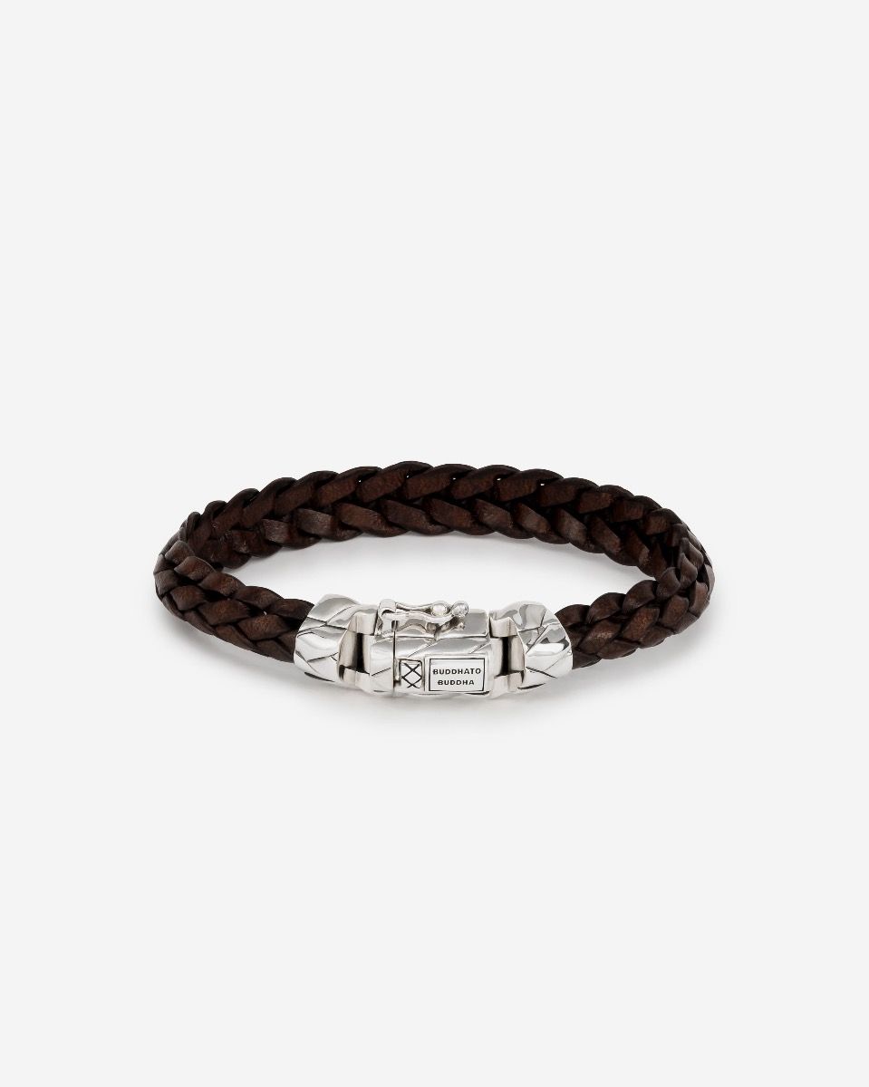 Buddha to Buddha Armband Mangky Small Brown Zilver en leer Bruin 001J051260405