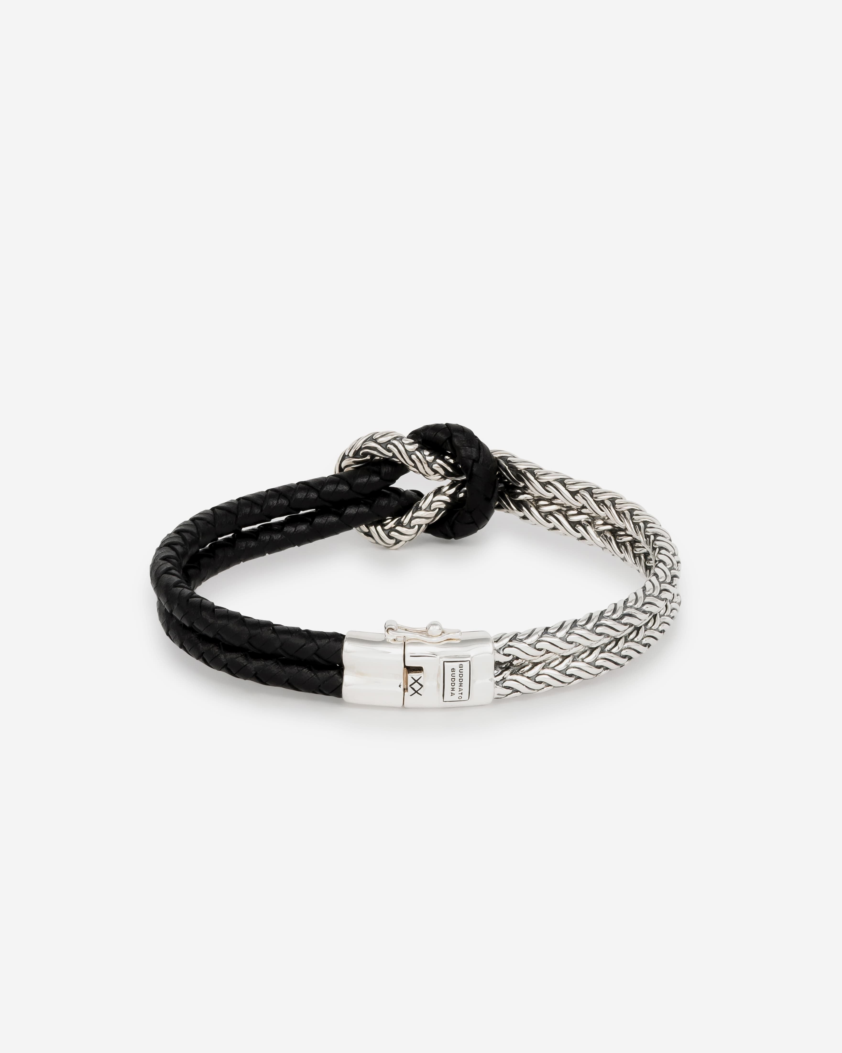 Buddha to Buddha Armband Katja Knot Mix / Zilver en leer Zwart 001J051320306 hoofdfoto