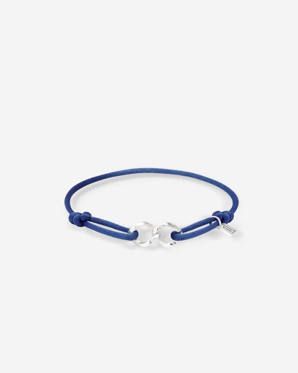 Buddha to Buddha Armband Chain XS Cord Cobalt Blue 100% Polyester / gerecycled 925 sterling zilver 001J051358425 hoofdfoto