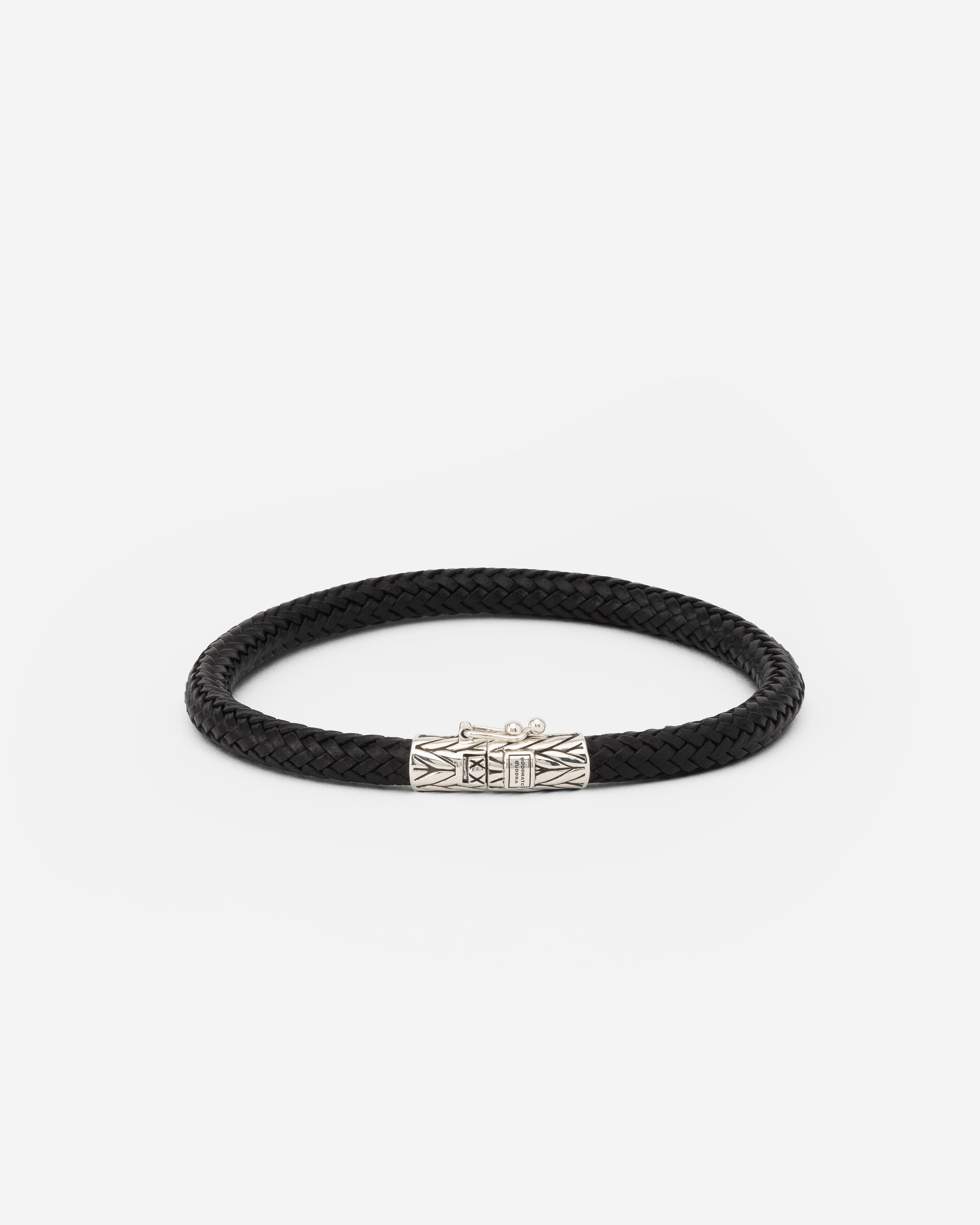 Buddha to Buddha Armband Ellen Leer Zwart 001J051490305 hoofdfoto