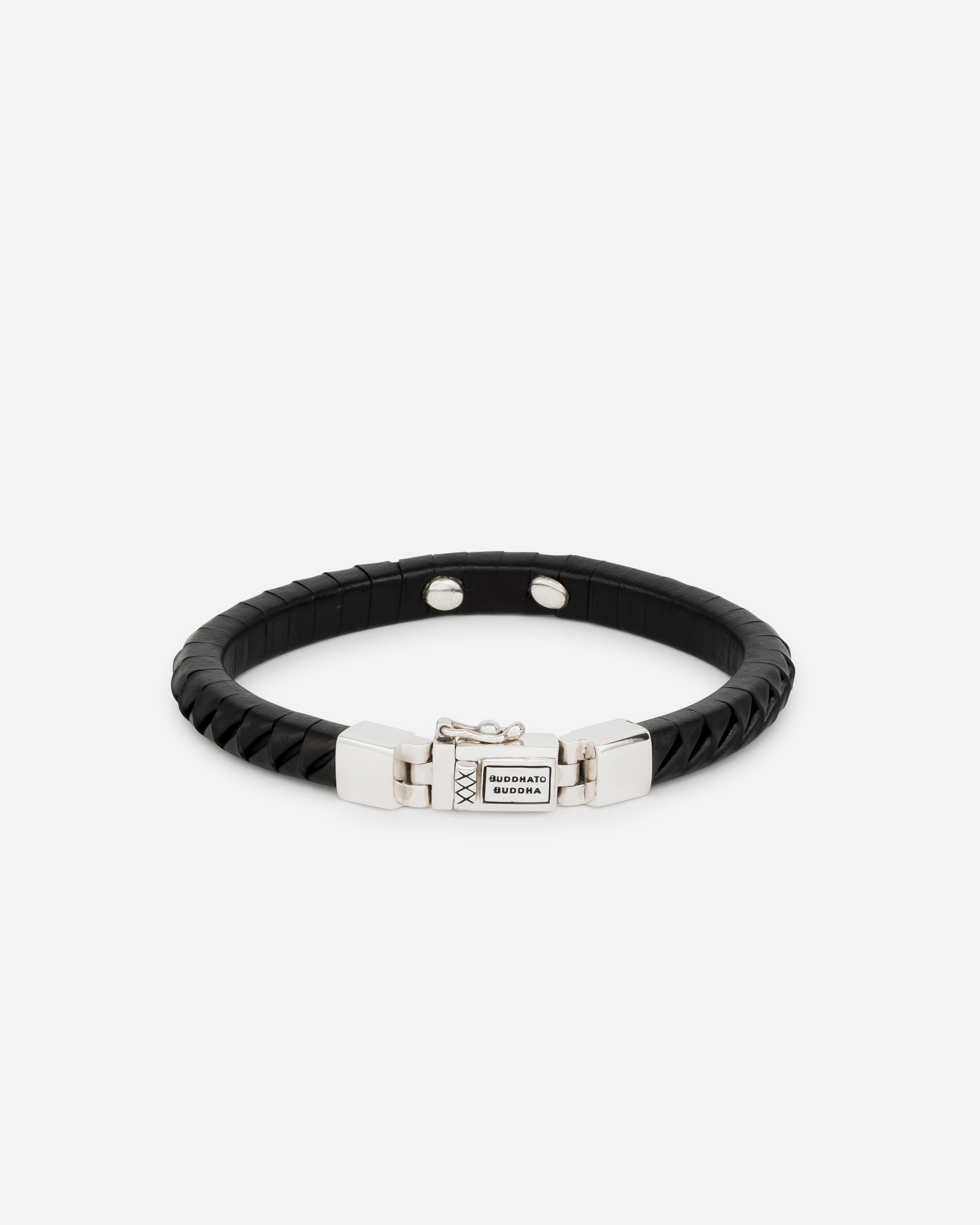 Buddha to Buddha Armband Komang Small Leer Zwart 001J051620312