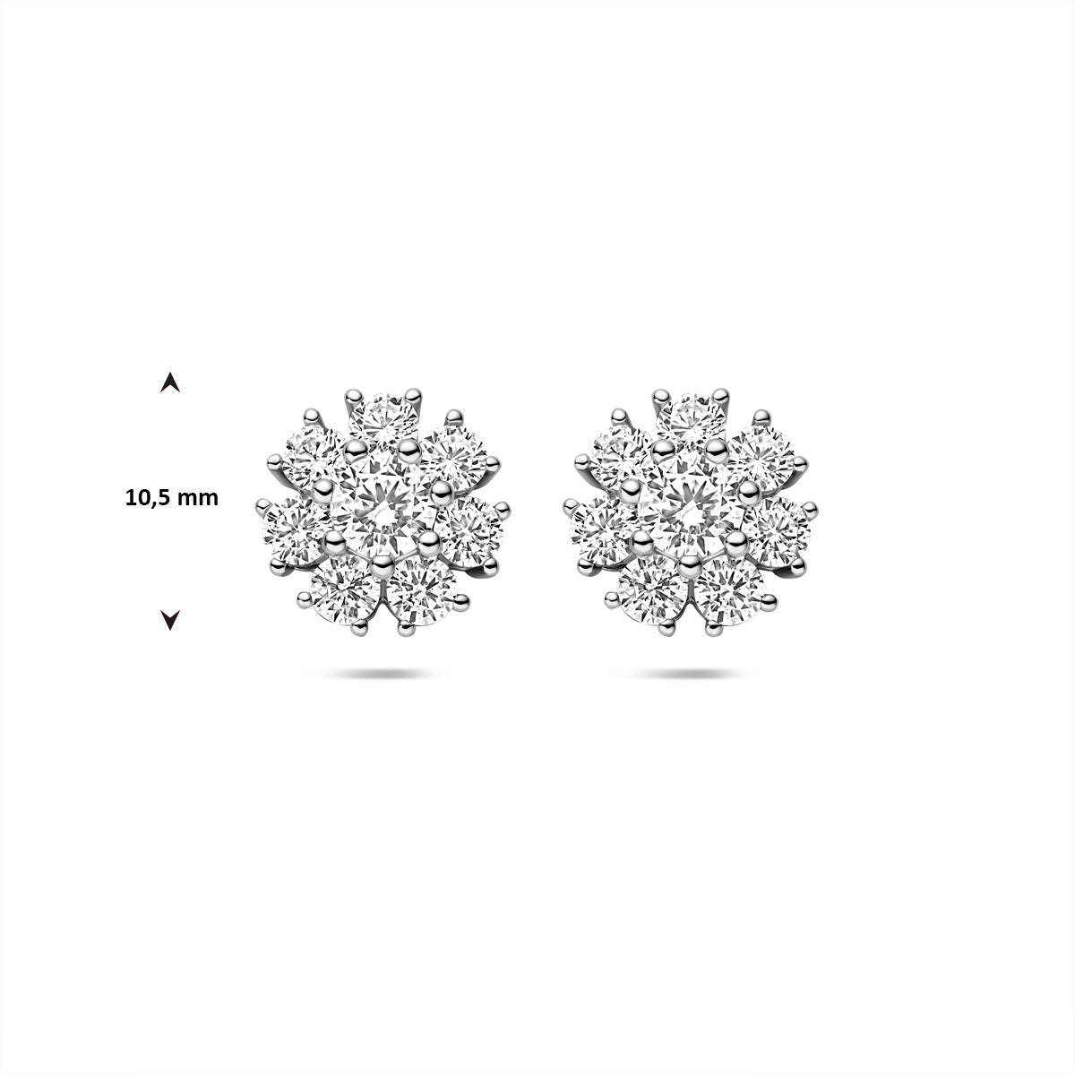 gerhodineerd 925 zilveren oorknoppen met zirkonia 10,5 mm 1342052