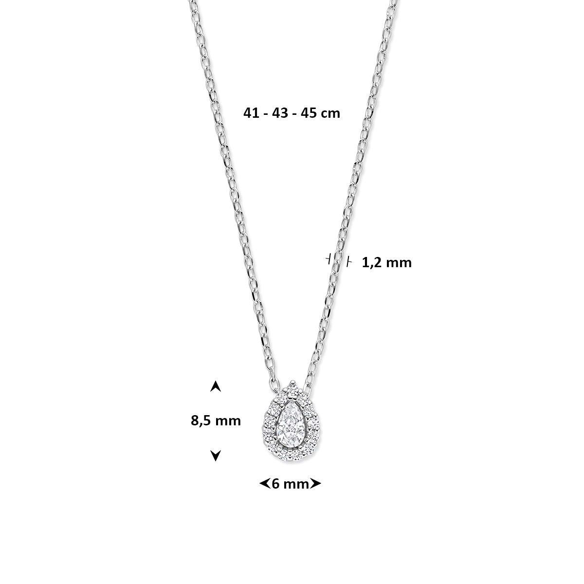 Collier zirkonia 41 - 43 - 45 cm