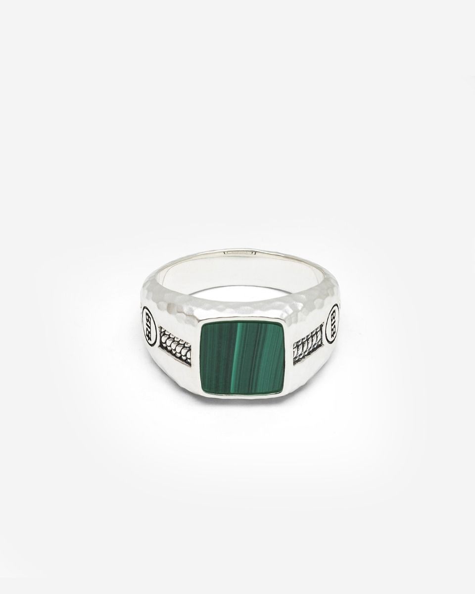 046MA 19 - Ring Tangguh Small Silver Malachite 001j02046E719