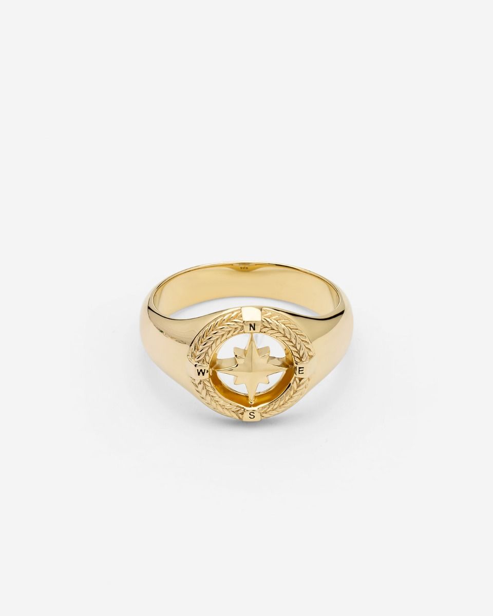 Buddha to Buddha Ring Signet Compass Vermeil Verguld gerecycled 925 sterling zilver Gold Vermeil 001J02057E917 hoofdfoto