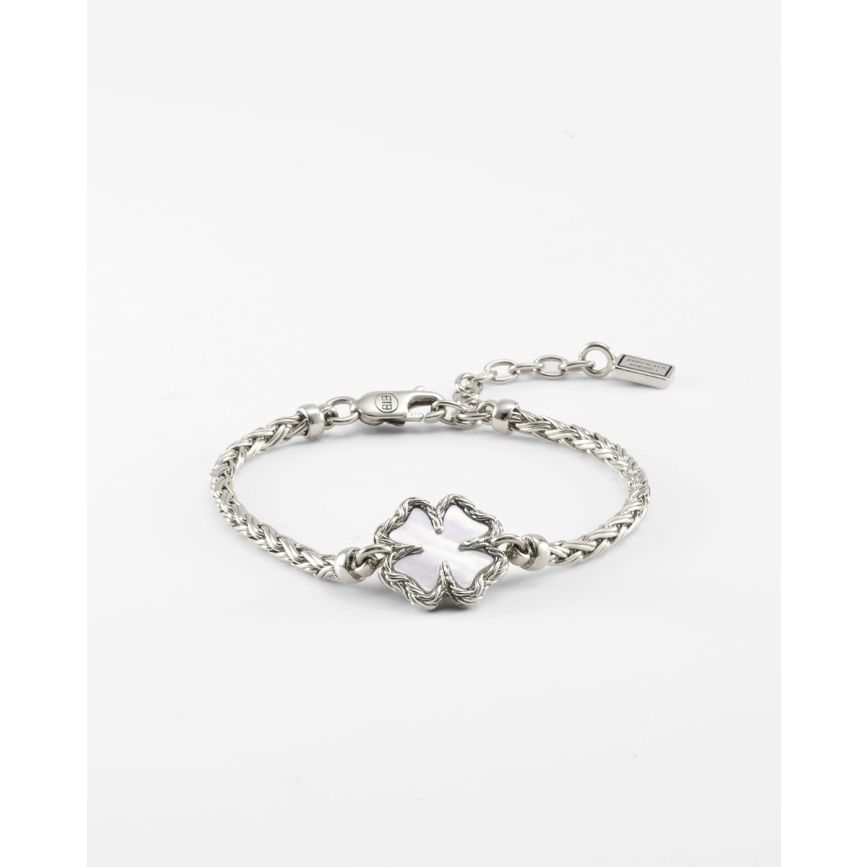 Buddha to Buddha Armband Katja Clover Mother of Pearl Gekweekte zoetwaterparels / gerecycled 925 sterling zilver White 001J011761390 hoofdfoto