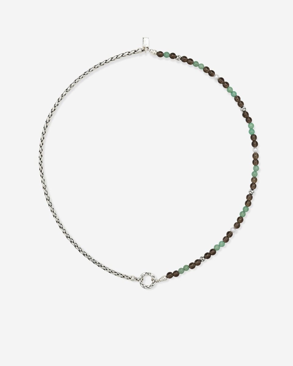 Buddha to Buddha Ketting Stacking Spirit Bead Aventurine Smokey Quartz Edelsteen / gerecycled 925 sterling zilver 001J04177F345 hoofdfoto