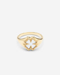 Buddha to Buddha Ring Signet Katja Clover Mother of Pearl Vermeil Cultured freshwater pearls / Gold plated recycled 925 silver Gold Vermeil 001J02178E977 hoofdfoto