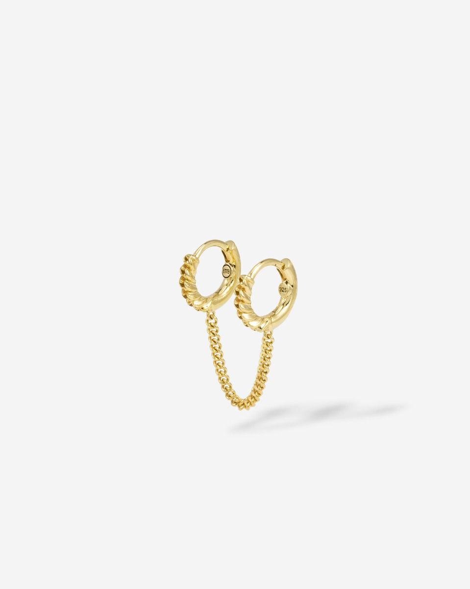 Buddha to Buddha Oorbellen Nathalie Hoops Double Linked Vermeil Single Piece Verguld gerecycled 925 sterling zilver Gold Plated 002J03407E900 hoofdfoto