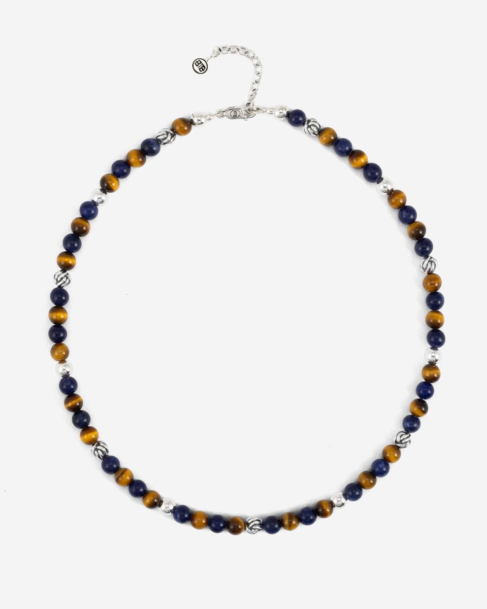 Buddha to Buddha Ketting Spirit Bead Mini Mix Sodalite Tiger Eye Edelsteen / gerecycled 925 sterling zilver Mix Brown & Blue 001J048623800 hoofdfoto