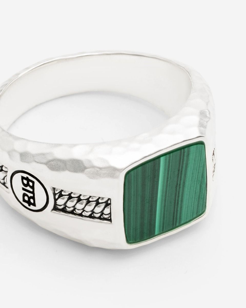 046MA 19 - Ring Tangguh Small Silver Malachite 001j02046E719