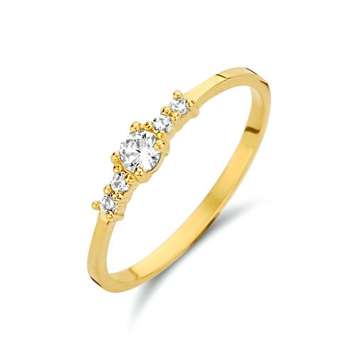 14 Karaat Geelgouden Ring met Zirkonia