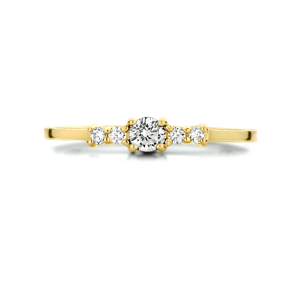 14 Karaat Geelgouden Ring met Zirkonia