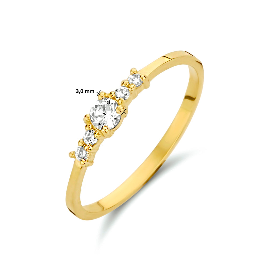 14 Karaat Geelgouden Ring met Zirkonia