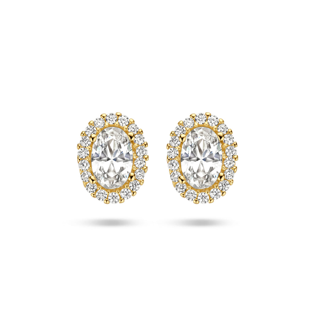 Kasius 14K Geelgouden Oorknoppen Zirkonia Halo 4025291