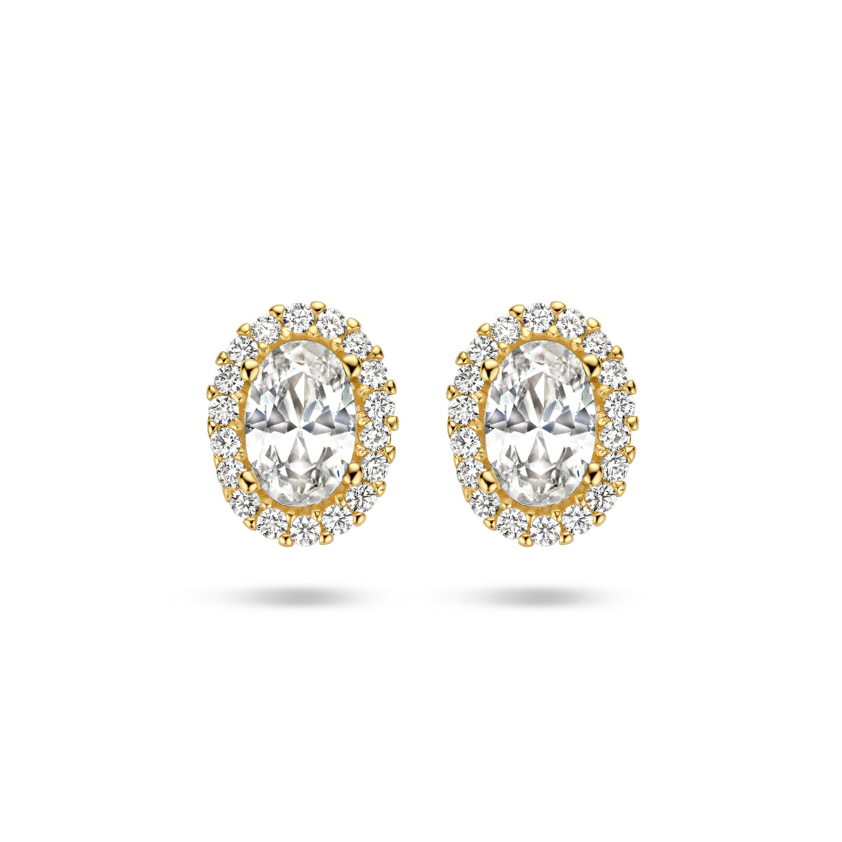 Kasius 14K Geelgouden Oorknoppen Zirkonia Halo 4025291