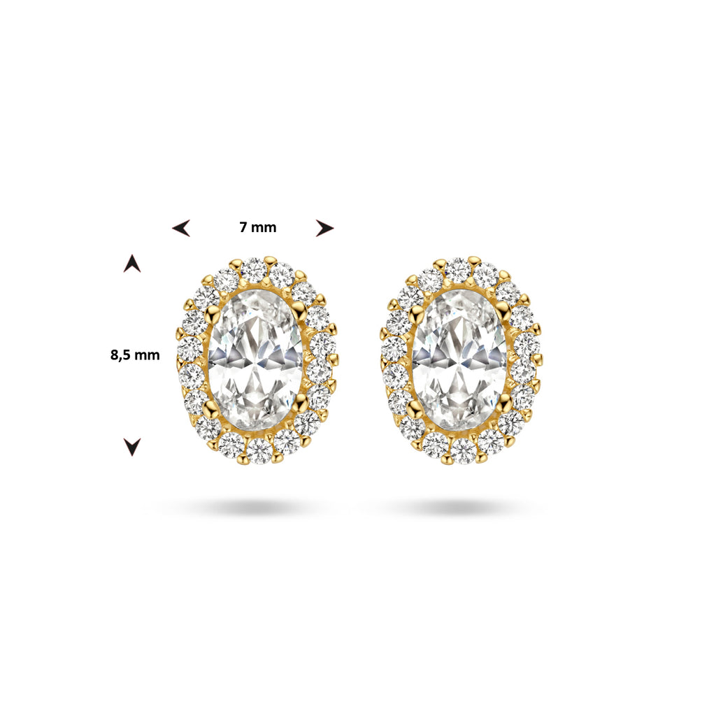 Kasius 14K Geelgouden Oorknoppen Zirkonia Halo 4025291 - aanzicht 4