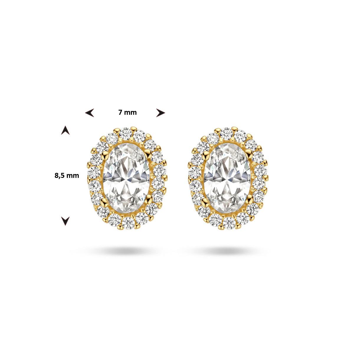 Kasius 14K Geelgouden Oorknoppen Zirkonia Halo 4025291 - aanzicht 4