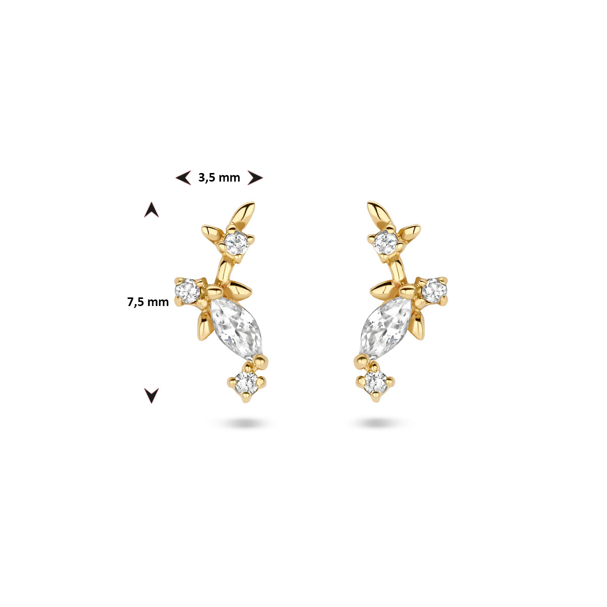 Kasius 14K Geelgouden Oorknoppen met Zirkonia 7,5 mm 4025357 - aanzicht 4