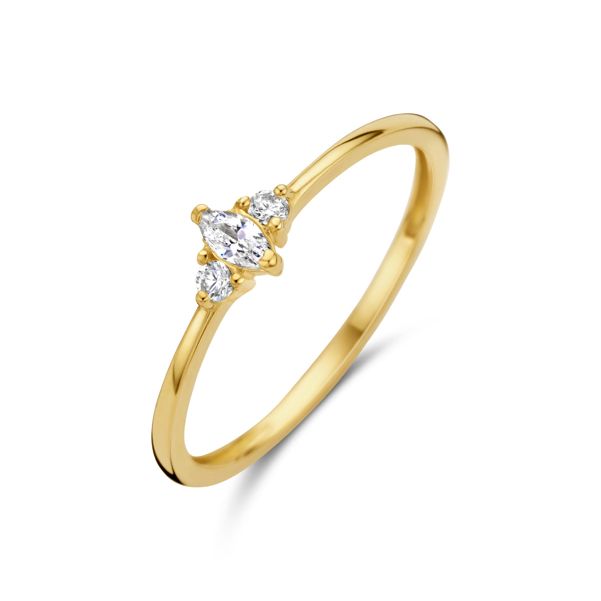 14 Karaat Geelgouden Trilogie Ring met Zirkonia