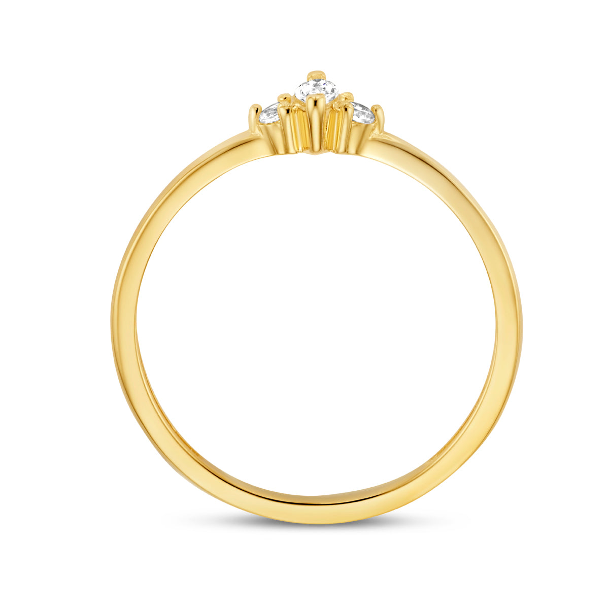 14 Karaat Geelgouden Trilogie Ring met Zirkonia