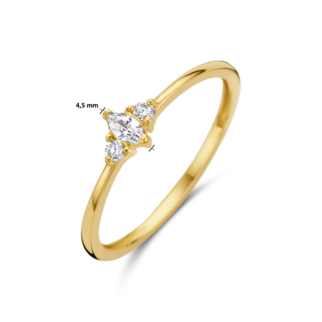 14 Karaat Geelgouden Trilogie Ring met Zirkonia
