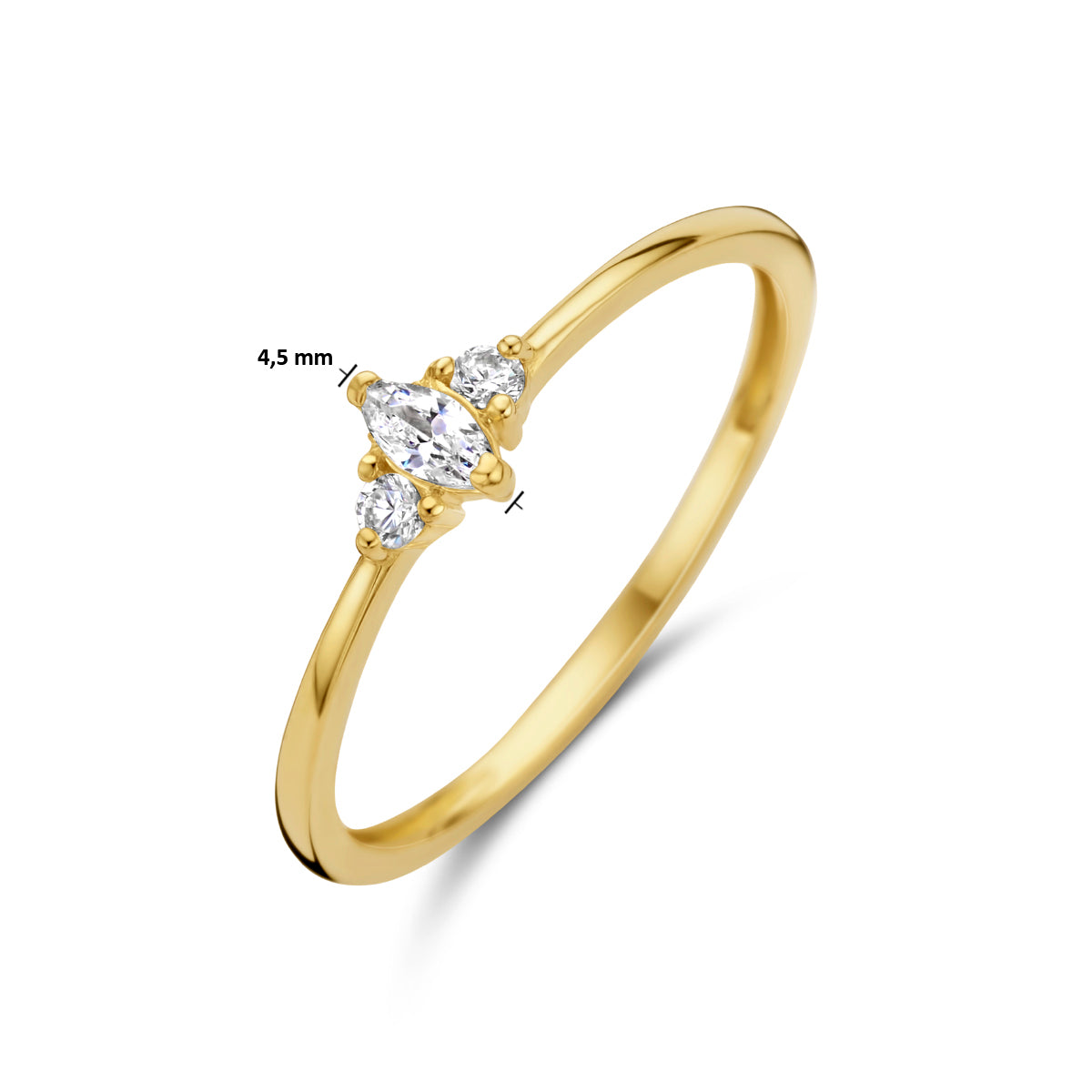 14 Karaat Geelgouden Trilogie Ring met Zirkonia