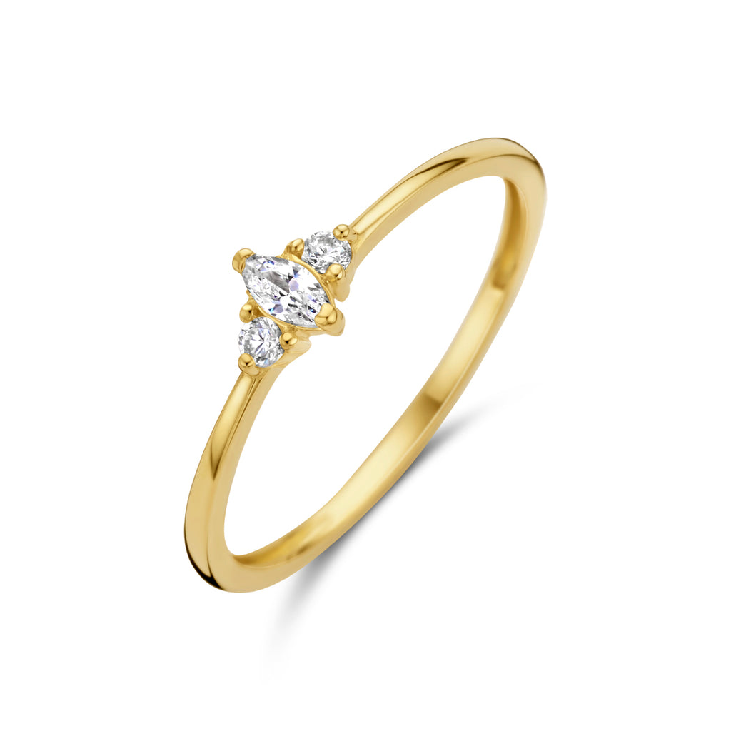 Kasius 14K Geelgouden Trilogie Ring met Zirkonia 4026122