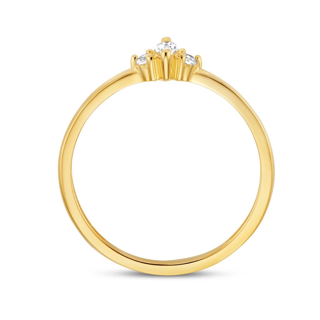 Kasius 14K Geelgouden Trilogie Ring met Zirkonia 4026122 - aanzicht 3