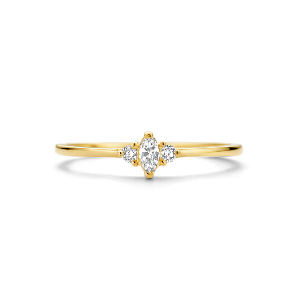 Kasius 14K Geelgouden Trilogie Ring met Zirkonia 4026122 - aanzicht 4