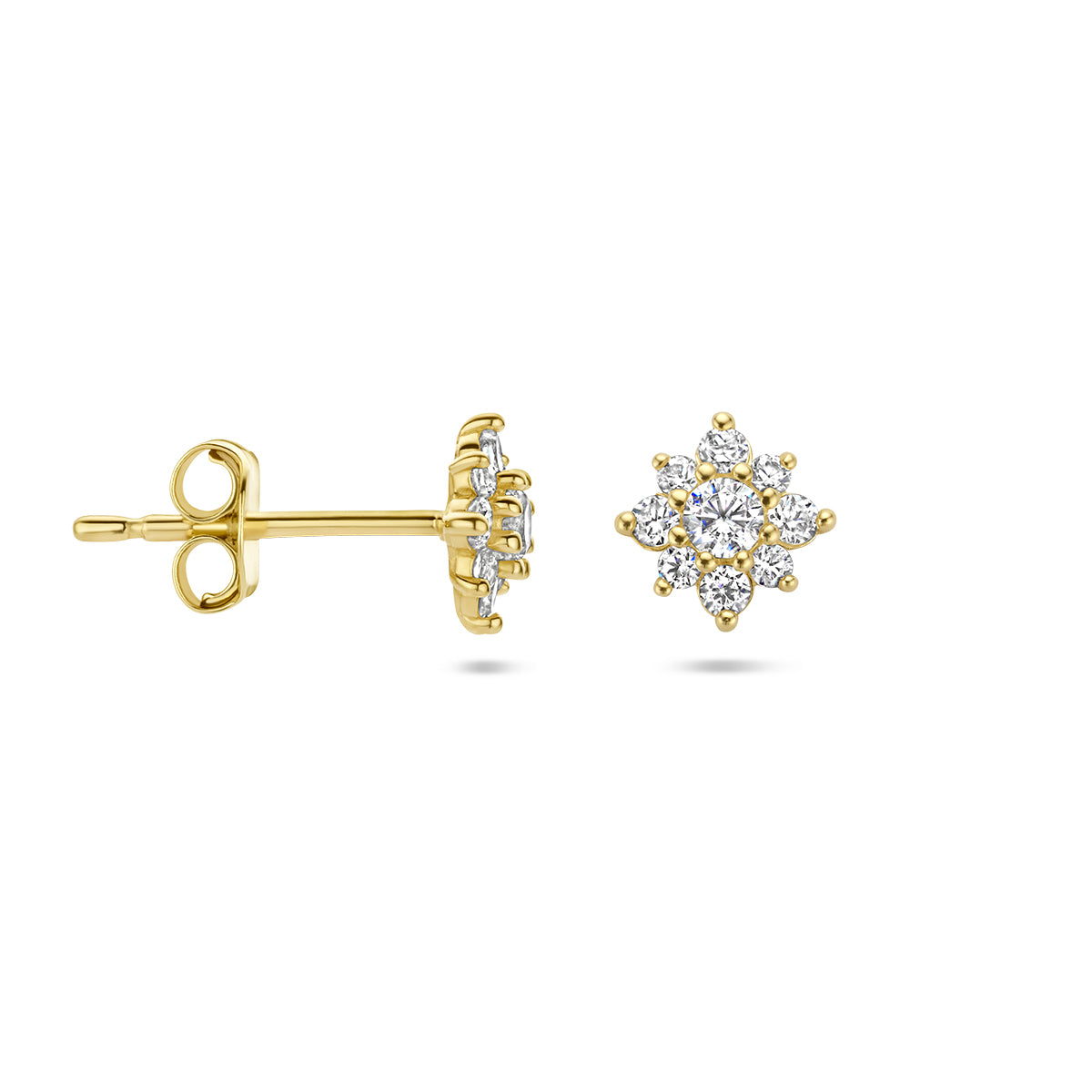 Kasius 14K Geelgouden Oorknoppen Zirkonia Rozet 4027984 - aanzicht 3
