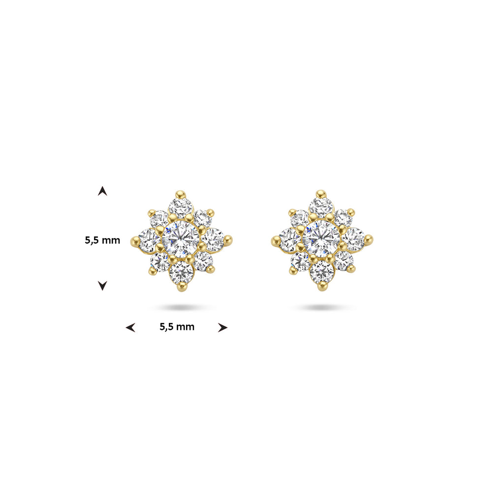 Kasius 14K Geelgouden Oorknoppen Zirkonia Rozet 4027984 - aanzicht 4