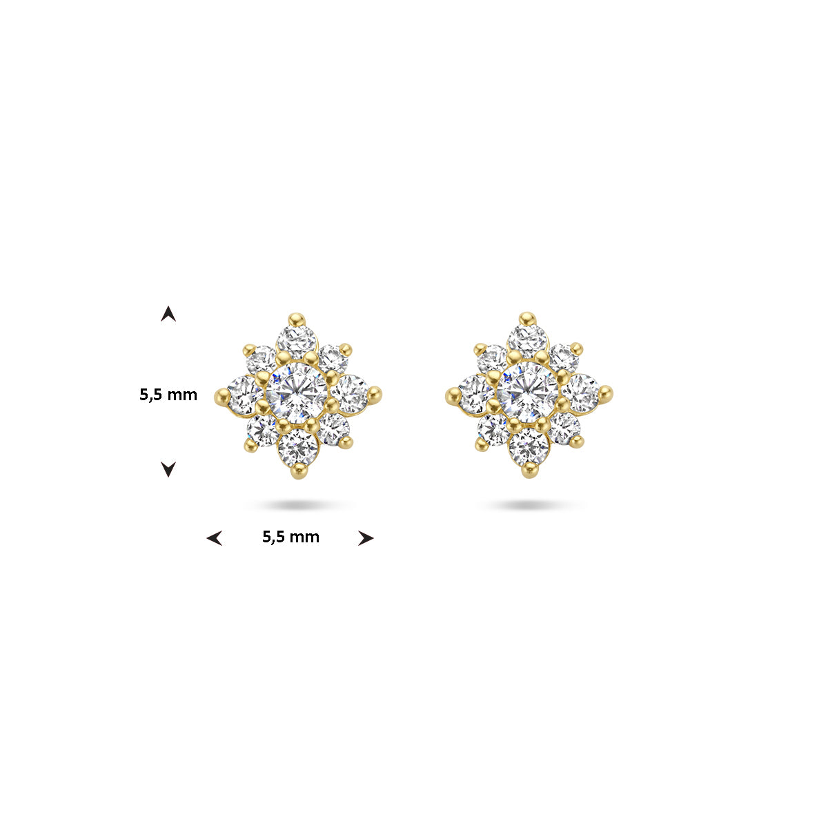 Kasius 14K Geelgouden Oorknoppen Zirkonia Rozet 4027984 - aanzicht 4