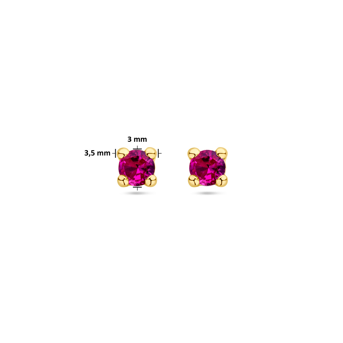 14K geelgouden oorknoppen synthetische robijn 4028942