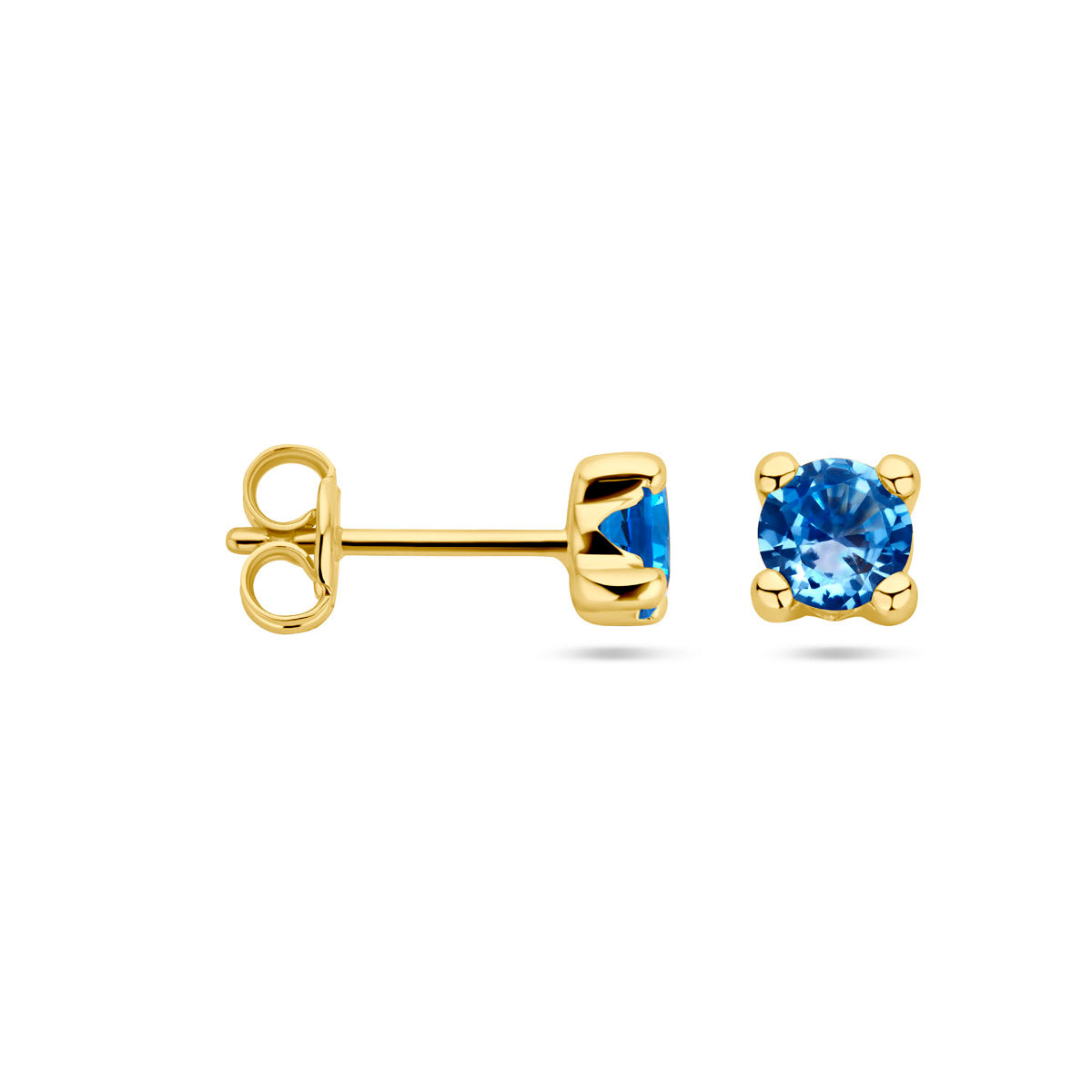 14K geelgouden oorknoppen synthetische aquamarijn 4028951