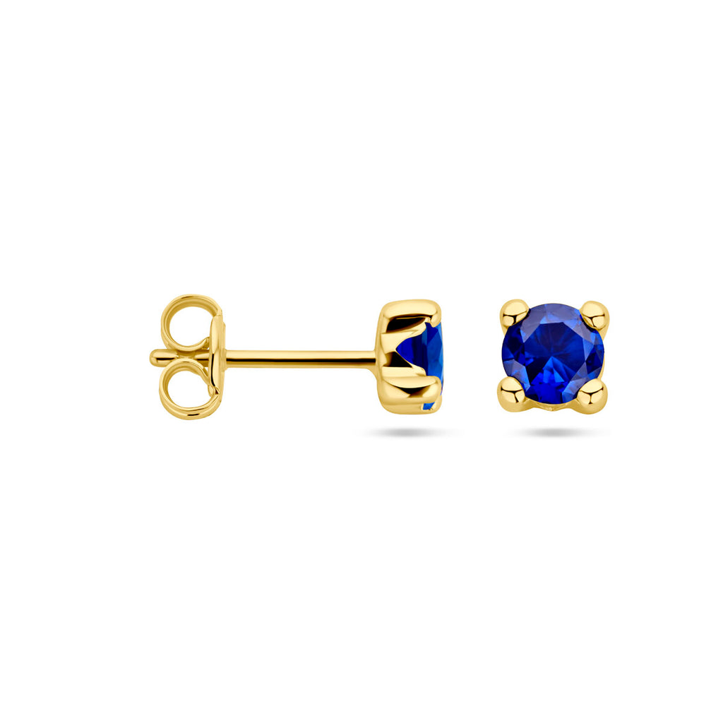 14K geelgouden oorknoppen synthetische saffier 4028952