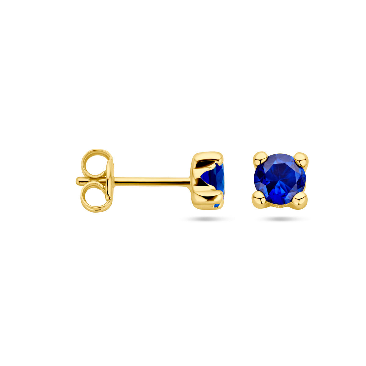 14K geelgouden oorknoppen synthetische saffier 4028952