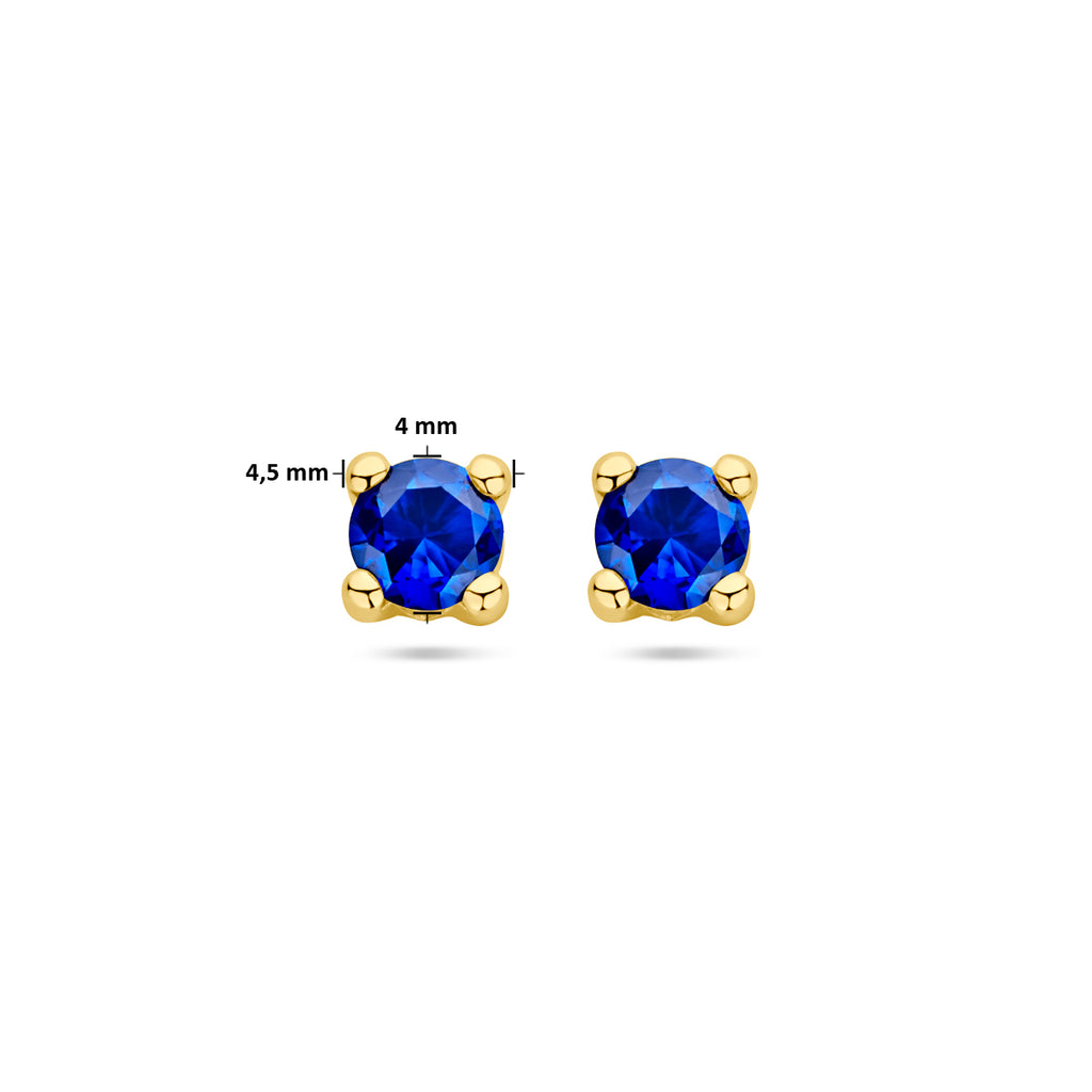 14K geelgouden oorknoppen synthetische saffier 4028952