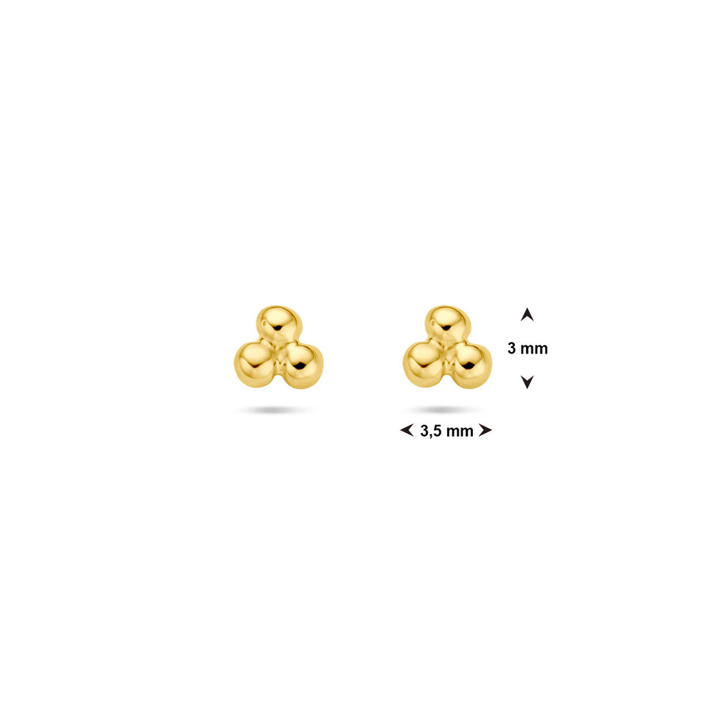 14K Geelgouden Bolletjes Oorknoppen 3,5 mm - aanzicht 4