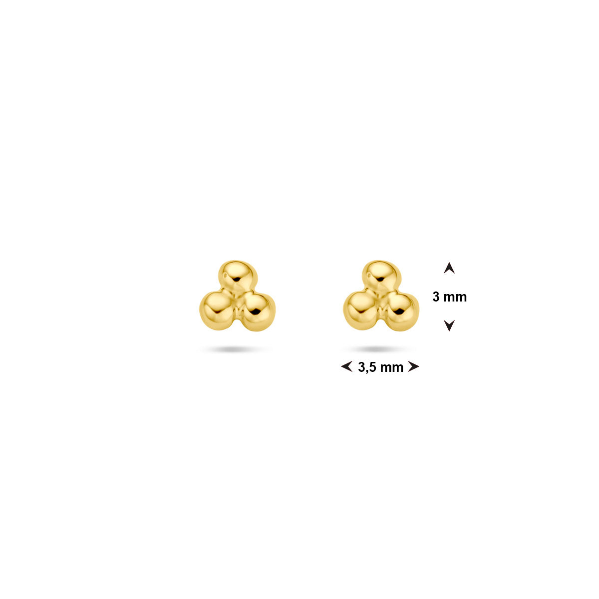 14K Geelgouden Bolletjes Oorknoppen 3,5 mm - aanzicht 4