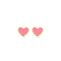14K geelgouden oorknoppen hart roze epoxy 4,5 mm 4030008