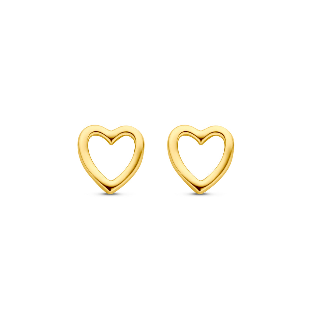 14K Geelgouden Hart Oorknoppen 6 mm