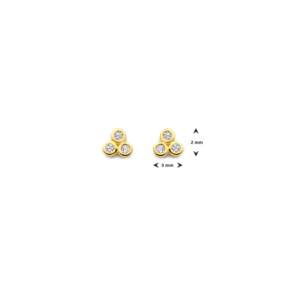 Kasius 14K Geelgouden Oorknoppen met Zirkonia 3 mm 4031008 - aanzicht 4
