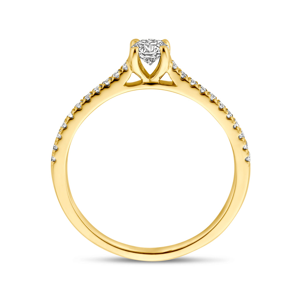 14K Geelgouden Ring met Lab Grown Diamant 0,39 ct - aanzicht 3
