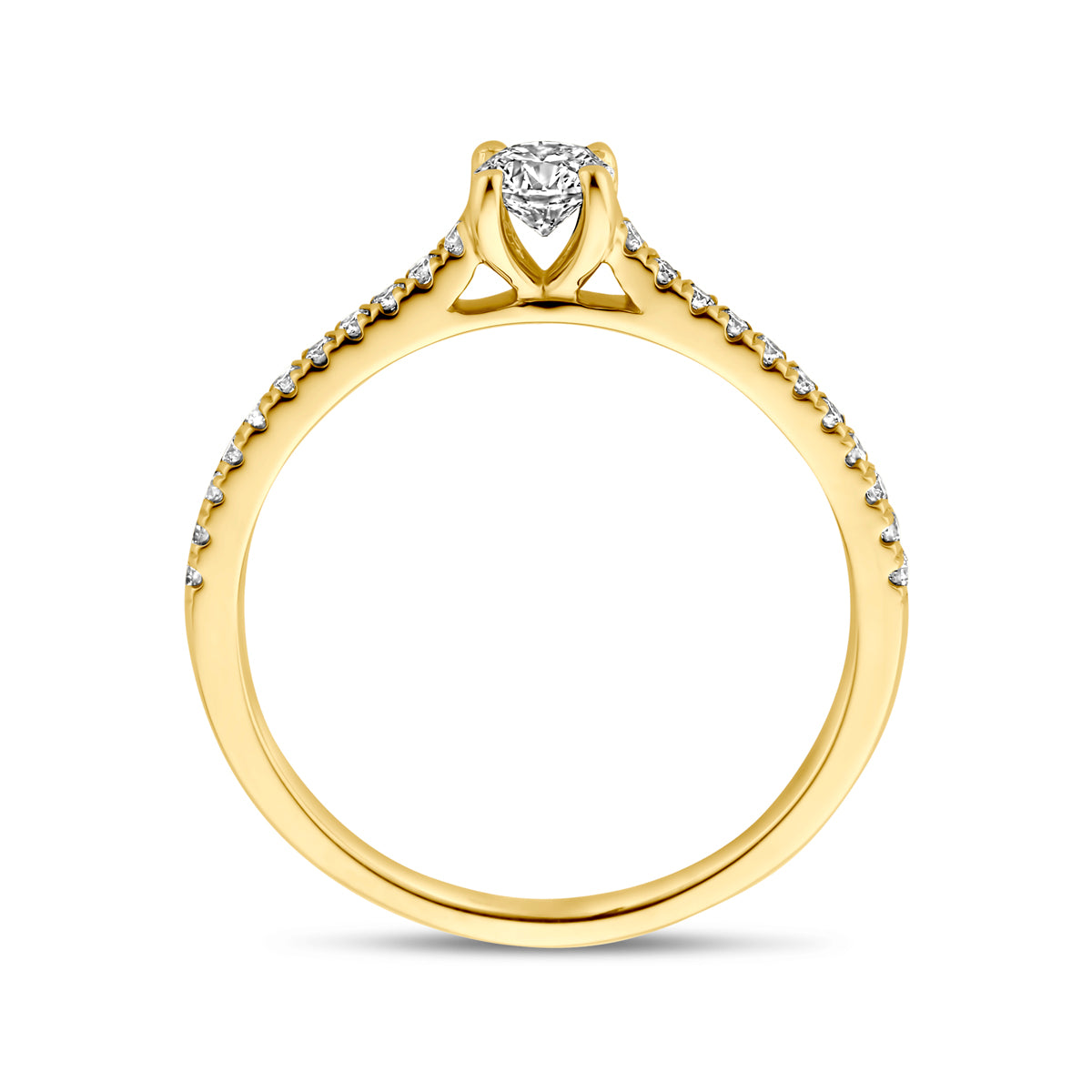 14K Geelgouden Ring met Lab Grown Diamant 0,39 ct - aanzicht 3