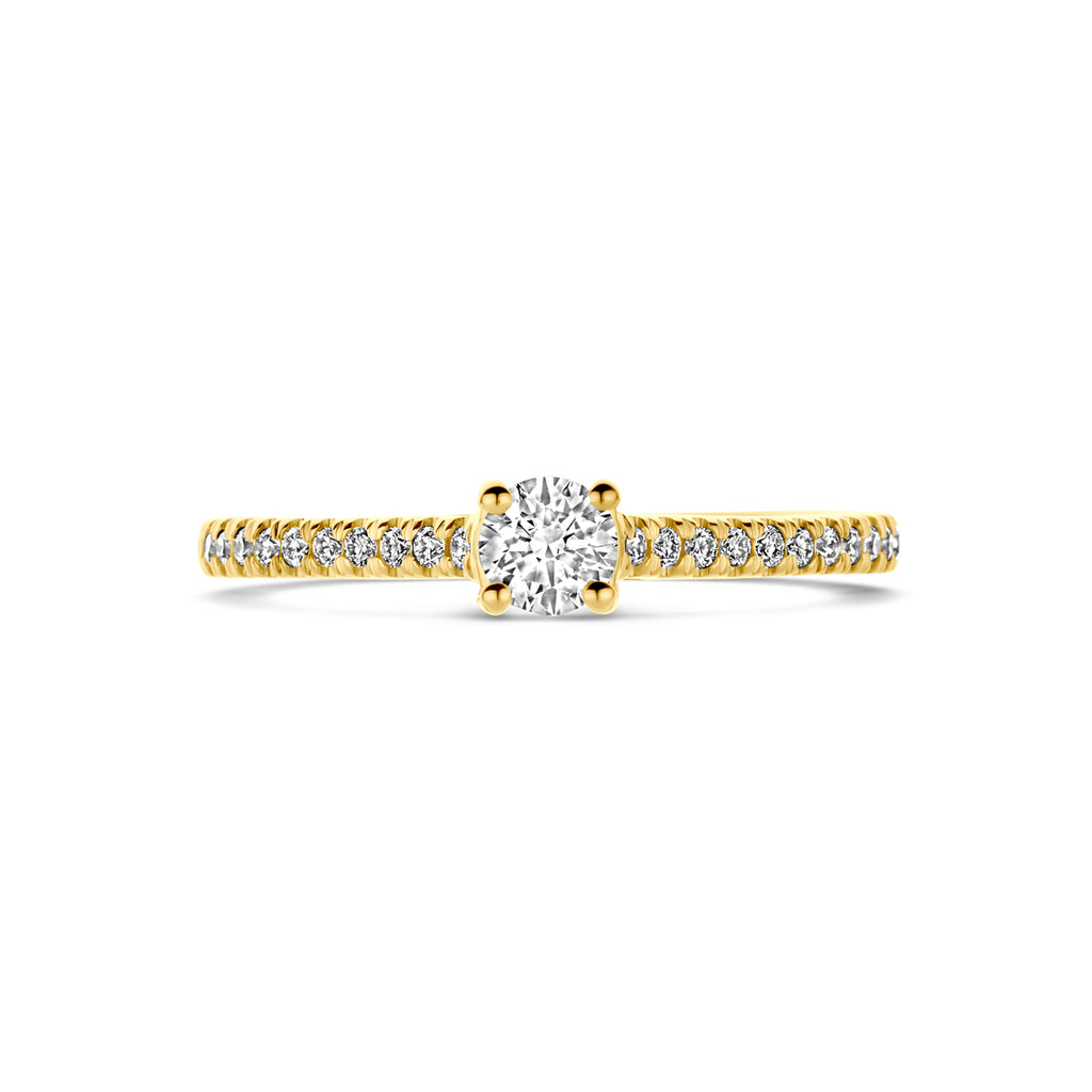14K Geelgouden Ring met Lab Grown Diamant 0,39 ct - aanzicht 4