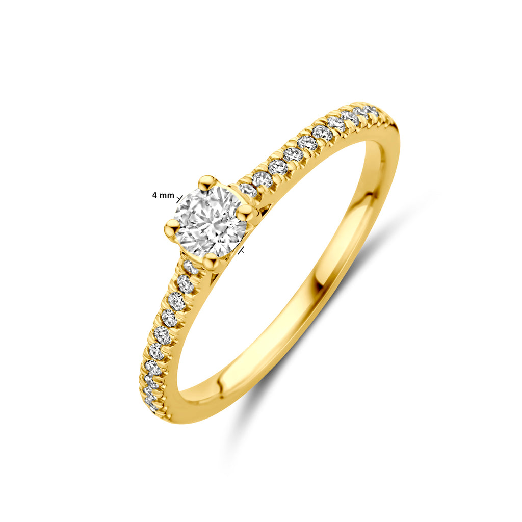 14K Geelgouden Ring met Lab Grown Diamant 0,39 ct - aanzicht 5